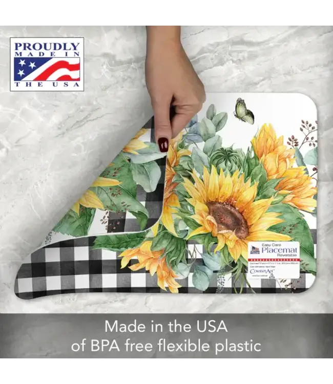 HIGHLAND HOME CounterArt Sunflower Fields Reversible Easy Care Flexible Placemat