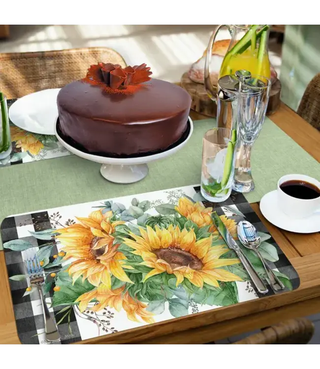 HIGHLAND HOME CounterArt Sunflower Fields Reversible Easy Care Flexible Placemat