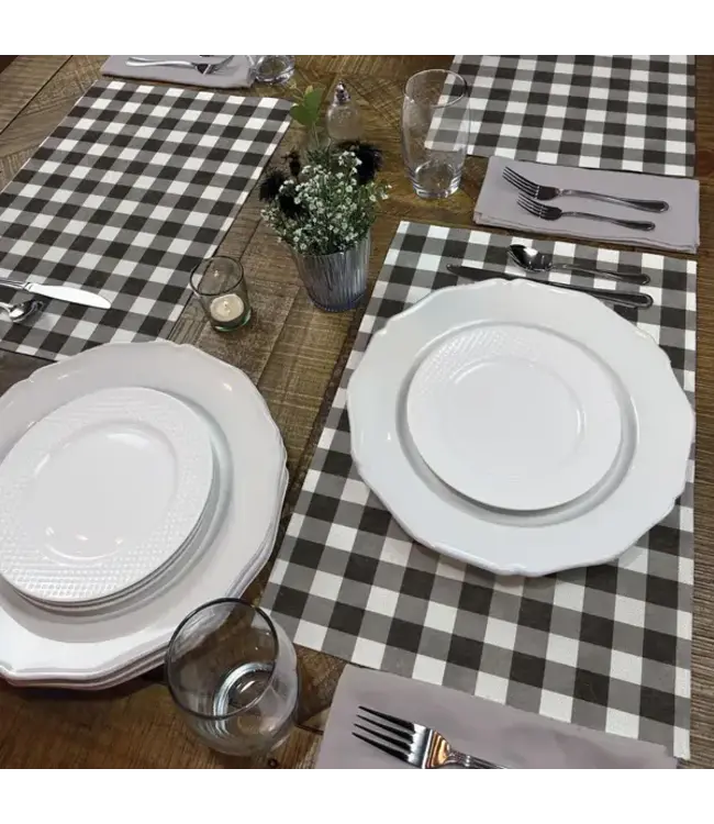 HIGHLAND HOME Farmhouse Check Poly-Cotton Blend Fabric Placemat 18" x 12"