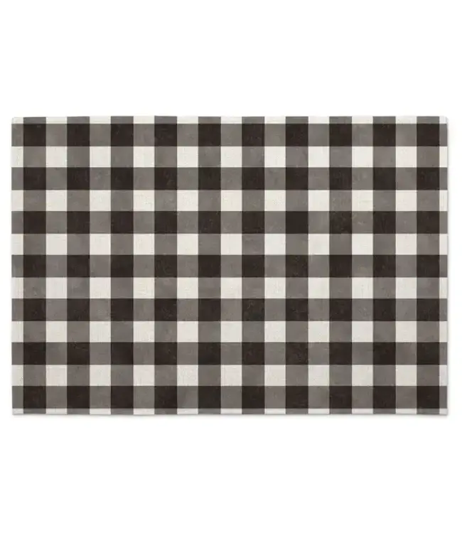 HIGHLAND HOME Farmhouse Check Poly-Cotton Blend Fabric Placemat 18" x 12"