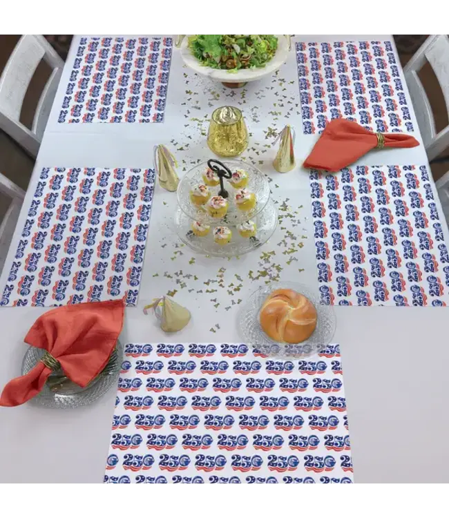 HIGHLAND HOME Celebrate 250 Years of Independence 24 Premium Paper Placemats in Resealable Storage Bag Made in the USA 17" x 11"