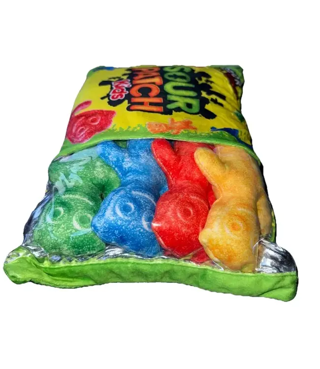 ISCREAM Sour Patch Kids Candy Pillow Set W/4 Plush Kids Inside