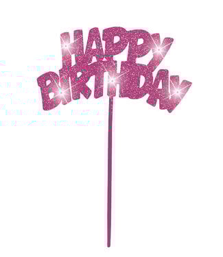 UNIQUE INDUSTRIES INC Pink Flashing Happy Birthday Cake Topper