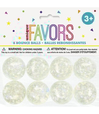 UNIQUE INDUSTRIES INC Clear Sparkle Bounce Balls - 8 Count