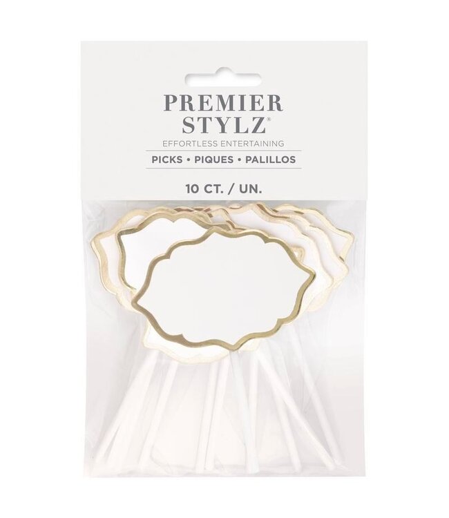 UNIQUE INDUSTRIES INC Write on Charcuterie Paper Food Picks With Gold Trim - 8ct