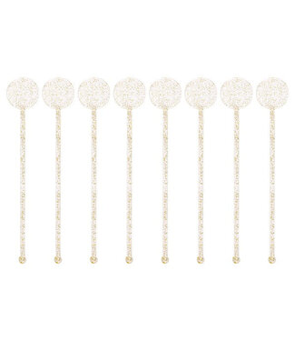 UNIQUE INDUSTRIES INC Gold Glitter Plastic Drink Stirrers - 8 Count