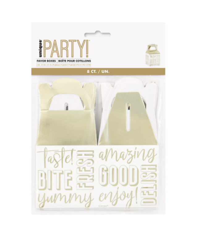 UNIQUE INDUSTRIES INC Gold Metallic Printed Foil Favor Boxes 8ct