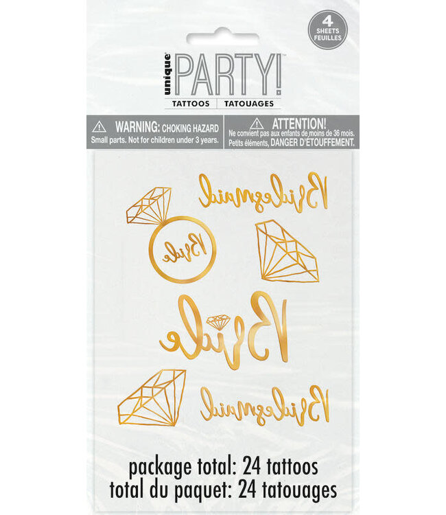 UNIQUE INDUSTRIES INC Metallic Foil Bachelorette Party Tattoos - 24 Count