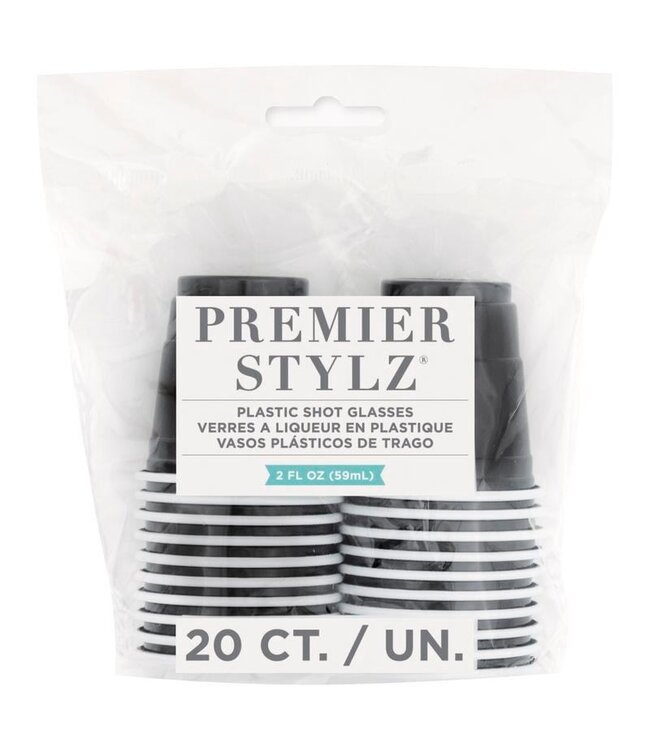 UNIQUE INDUSTRIES INC Black Plastic Shot Glasses - 20 Count