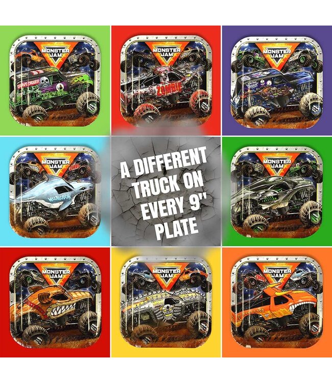 PRIME PARTY Monster Jam 9" Dinner Plates - 8 Count