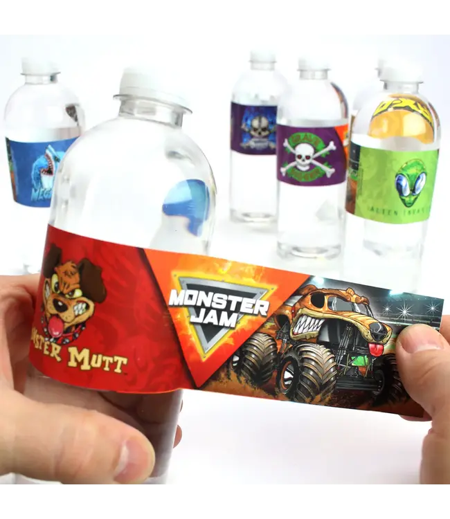 PRIME PARTY Monster Jam Water Bottle Labels - 16 Count