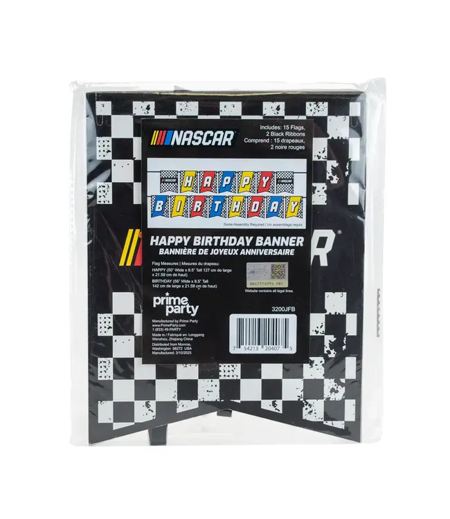 PRIME PARTY NASCAR Jointed Happy Birthday Banner