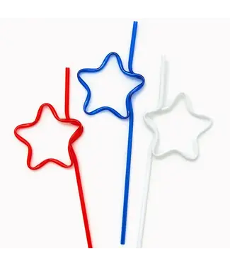 MID-VALLEY CLOSEOUTS Patriotic Star Straws - 6ct