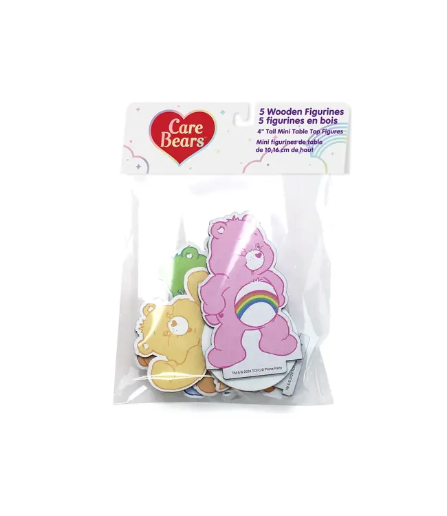 PRIME PARTY Care Bears Mini Wooden Figures - 5 Count