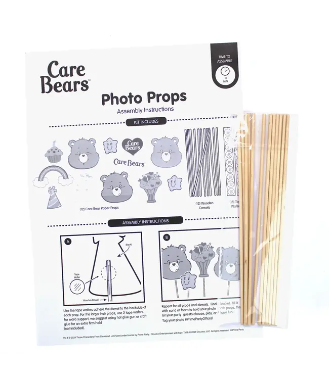 PRIME PARTY Care Bears Photo Booth Props - 12 Count