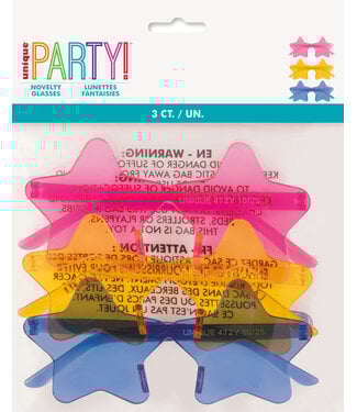 UNIQUE INDUSTRIES INC Star Shaped Novelty Glasses - 3 Count