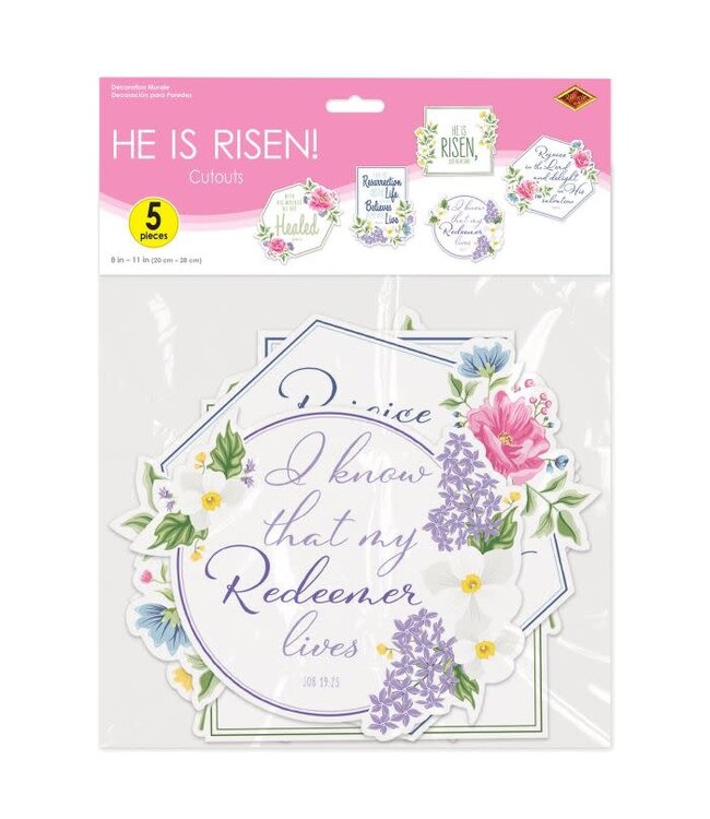 BEISTLE 5CT CUTOUTS HE IS RISEN