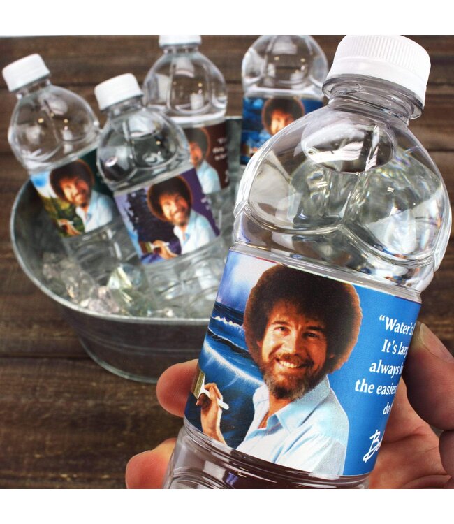 PRIME PARTY Bob Ross Bottle Labels, Waterproof Bottle Wraps - 16 Count