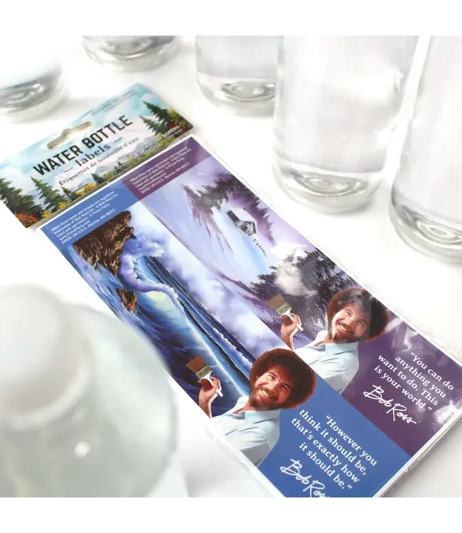 PRIME PARTY Bob Ross Bottle Labels, Waterproof Bottle Wraps - 16 Count