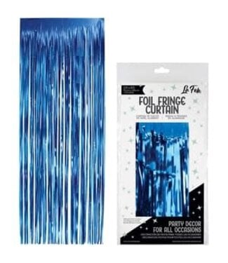 LOFTUS INTERNATIONAL Blue Foil Fringe Door Curtain - 3ft X 8ft