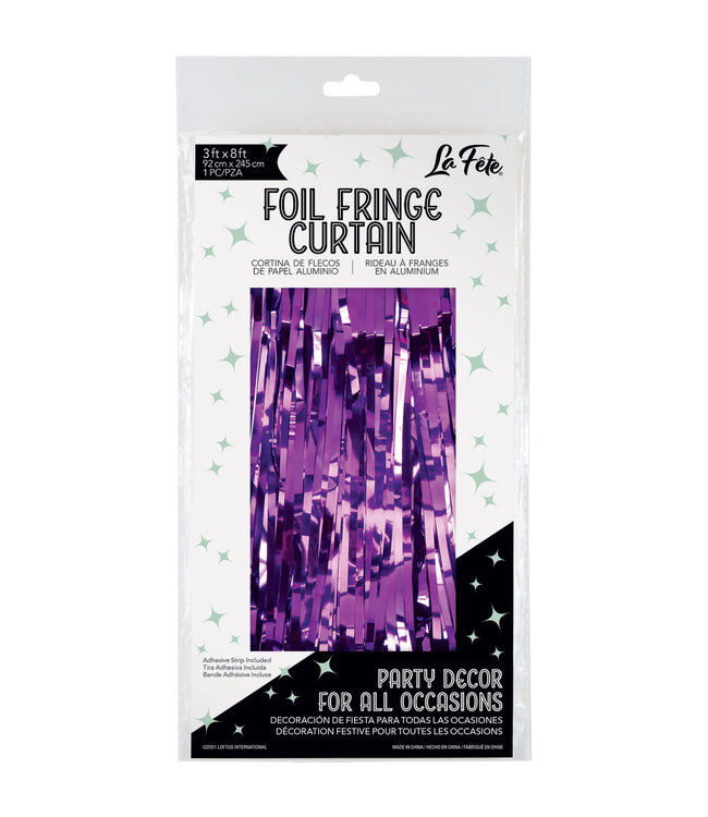 LOFTUS INTERNATIONAL Purple Foil Fringe Door Curtain - 3ft X 8ft