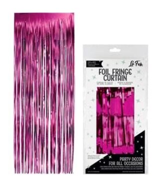LOFTUS INTERNATIONAL Fuchsia Foil Fringe Door Curtain - 3ft X 8ft