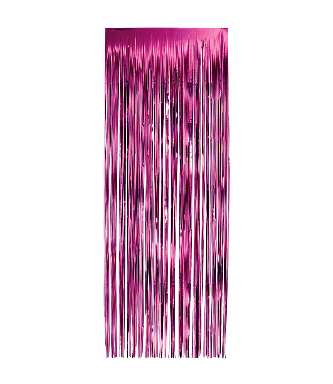 LOFTUS INTERNATIONAL Fuchsia Foil Fringe Door Curtain - 3ft X 8ft