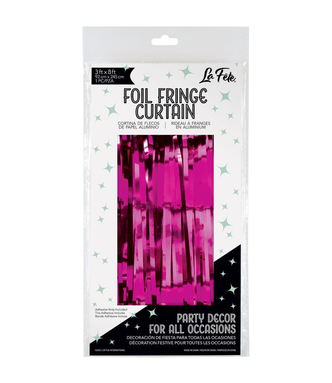LOFTUS INTERNATIONAL Fuchsia Foil Fringe Door Curtain - 3ft X 8ft
