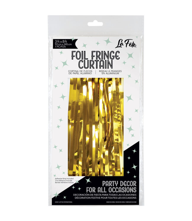 LOFTUS INTERNATIONAL Gold Foil Fringe Door Curtain - 3ft X 8ft