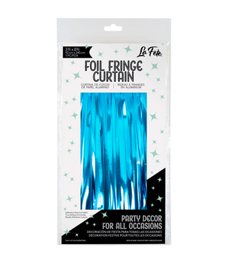 LOFTUS INTERNATIONAL Light Blue Foil Fringe Door Curtain - 3ft X 8ft