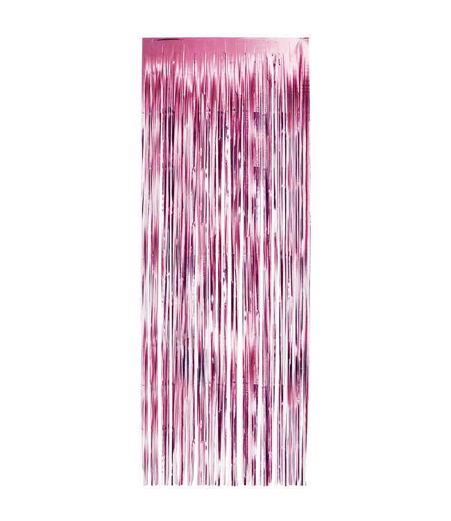 LOFTUS INTERNATIONAL Pink Foil Fringe Door Curtain - 3ft X 8ft