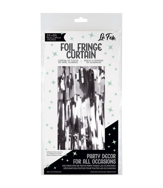 LOFTUS INTERNATIONAL Silver Foil Fringe Door Curtain - 3ft X 8ft