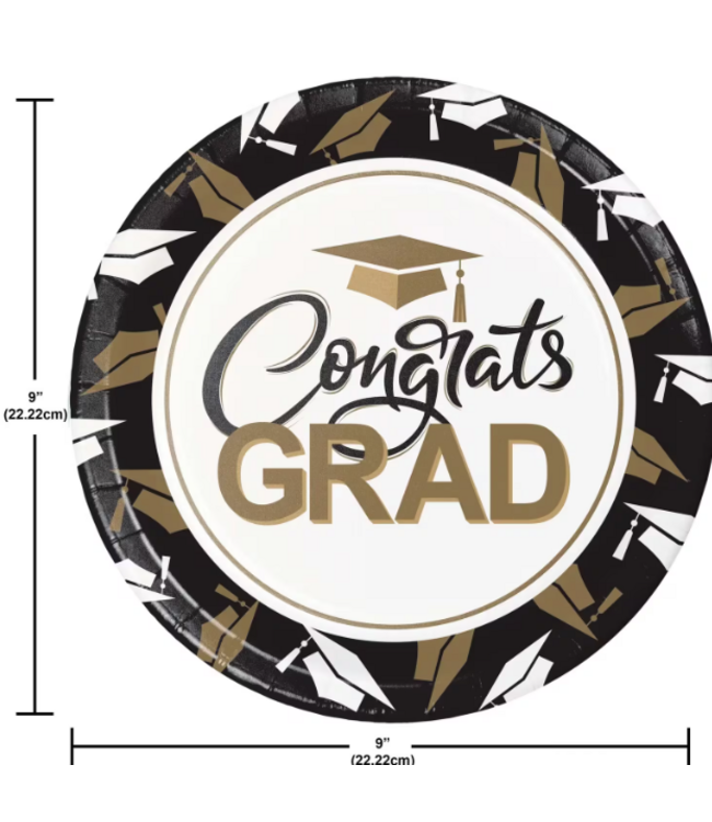 Creative Converting Graceful Grad 8.75in Dinner Plates - 8 Count