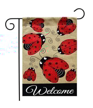 BRIARWOOD LANE LADYBUG GATHERING BURLAP GARDEN FLAG
