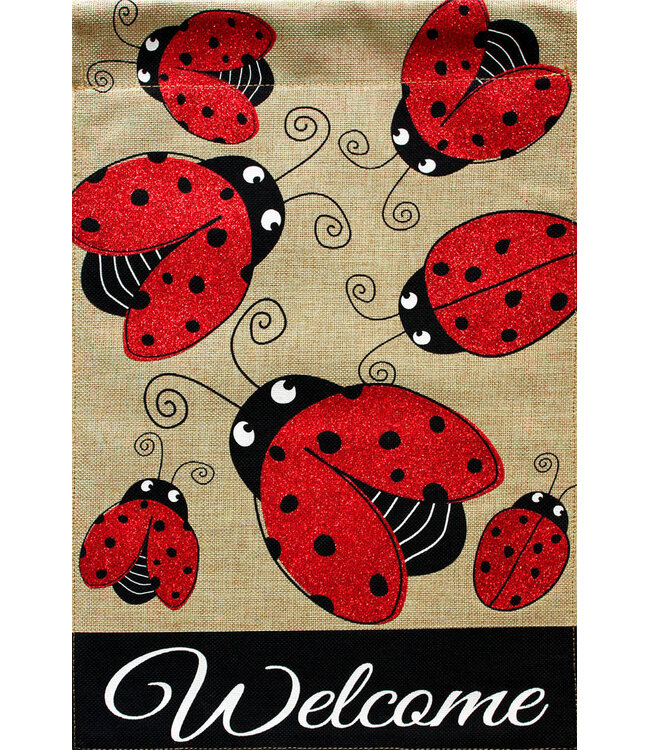 BRIARWOOD LANE LADYBUG GATHERING BURLAP GARDEN FLAG