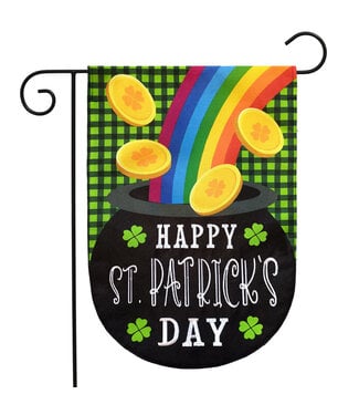 BRIARWOOD LANE LUCKY POT BURLAP GARDEN FLAG