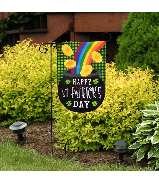 BRIARWOOD LANE LUCKY POT BURLAP GARDEN FLAG