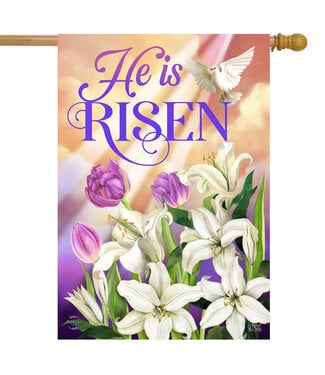 BRIARWOOD LANE HE IS RISEN LILLIES HOUSE FLAG