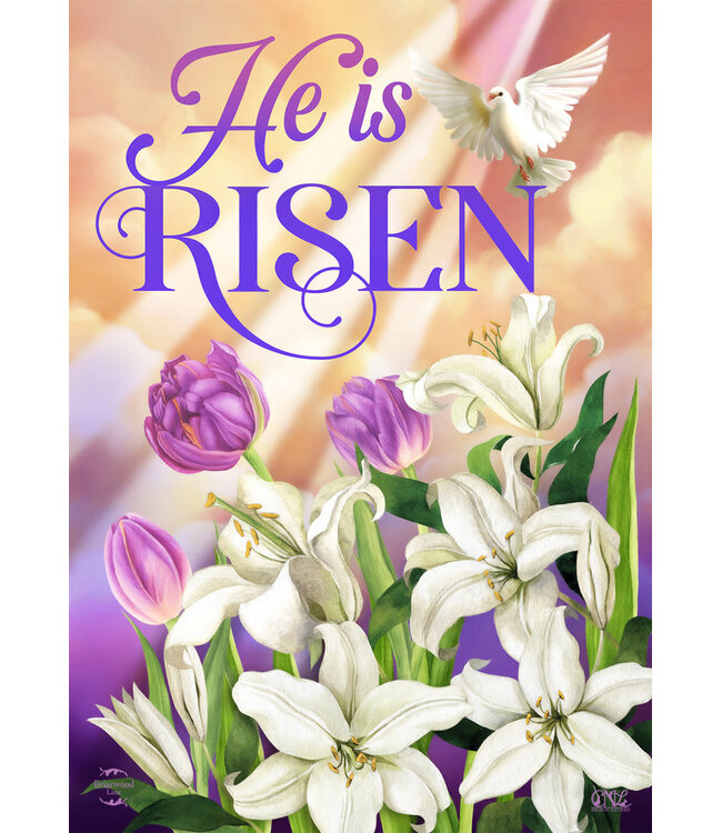 BRIARWOOD LANE HE IS RISEN LILLIES HOUSE FLAG