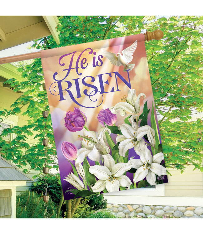 BRIARWOOD LANE HE IS RISEN LILLIES HOUSE FLAG