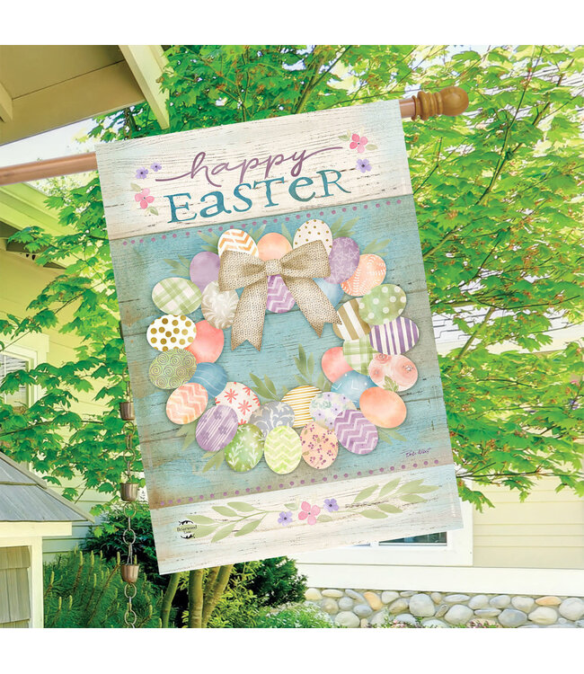 BRIARWOOD LANE PASTEL EASTER WREATH HOUSE FLAG