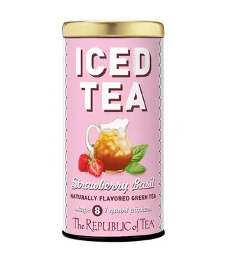 THE REPUBLIC OF TEA Strawberry Basil Green Tea Large Iced Tea Pouches