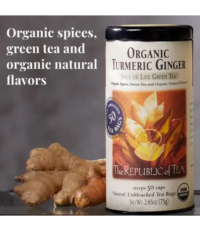 THE REPUBLIC OF TEA Organic Turmeric Ginger Green Tea Bags