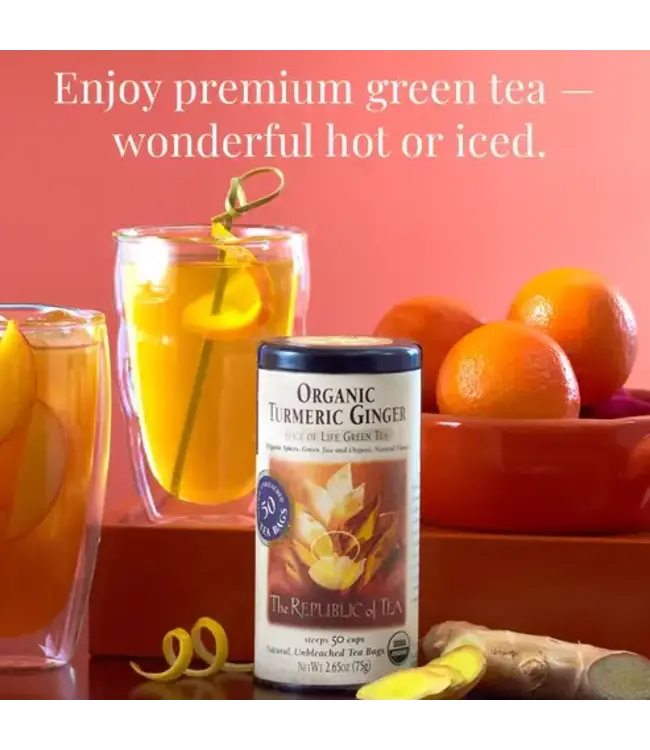 THE REPUBLIC OF TEA Organic Turmeric Ginger Green Tea Bags