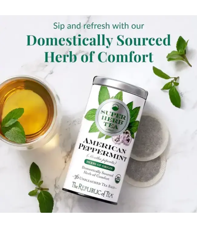 THE REPUBLIC OF TEA Organic American Peppermint SuperHerb® Herbs Of Origin Tea Bags