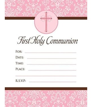 Amscan First Holy Communion Invitation Pink - 20 Count