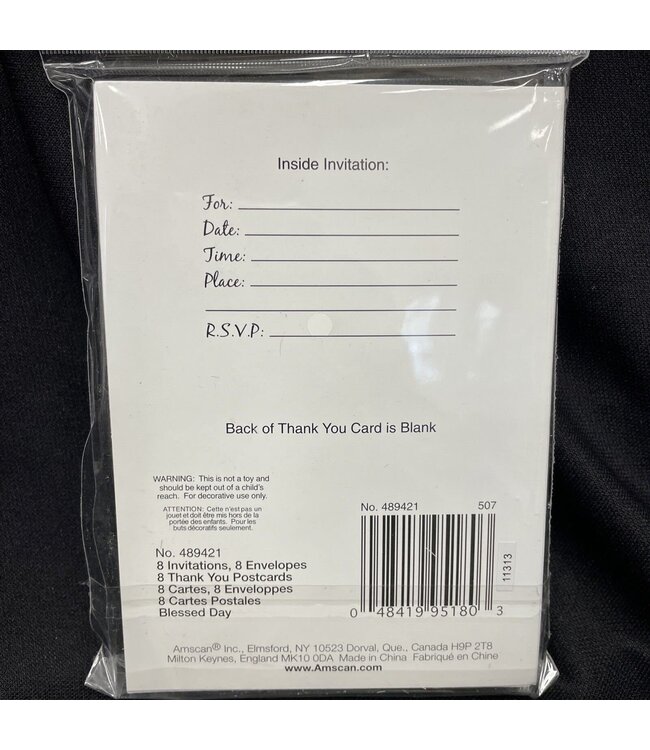 Amscan 'Blessed Day' 8 each Invitations and Thank You Cards