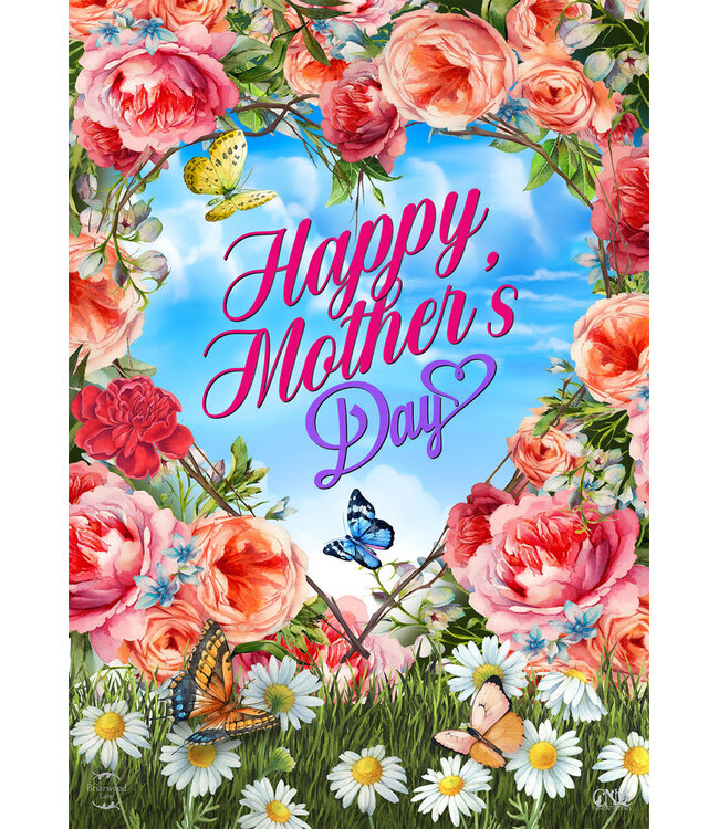 BRIARWOOD LANE Mother's Day Floral Heart Garden Flag