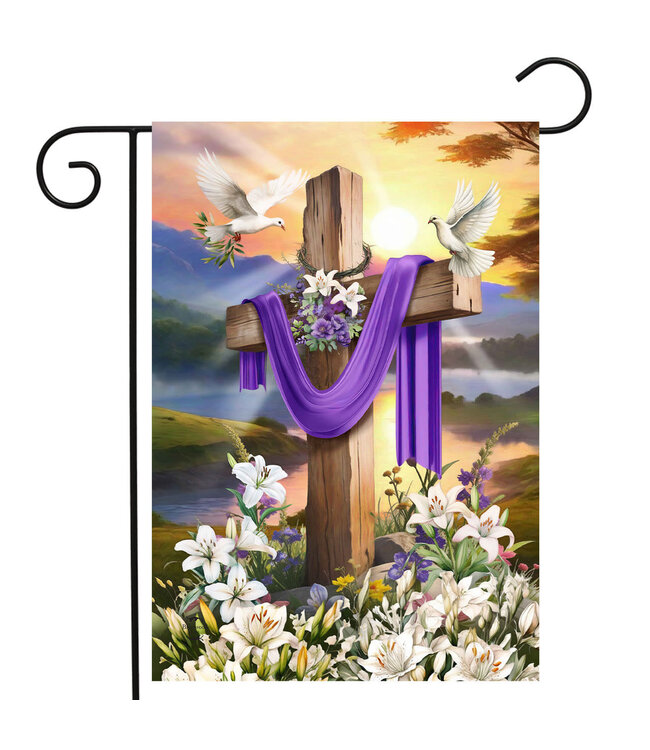 BRIARWOOD LANE Easter Sunrise Cross Garden Flag