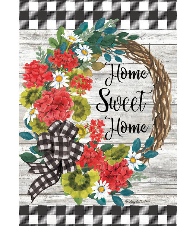 BRIARWOOD LANE Geranium Wreath Summer Garden Flag